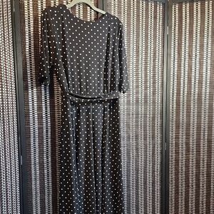 Anne Klein Black and White Polka Dot A-Line Dress sz16